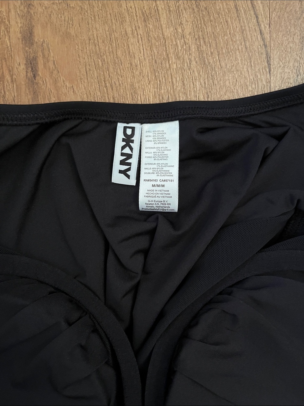 NWT DKNY Ruffle Plunge Underwire Tummy Control One Piece Swimsuit Black - Picture 6 of 10